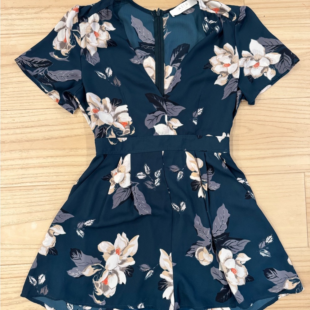 Astr Blue Floral Romper